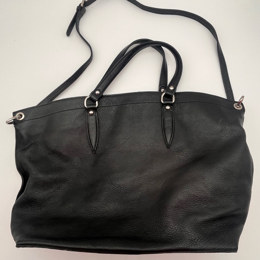 SOLD Pulicati Black Leather Bag pony hair cow print, tassel - Picture 4 of 10